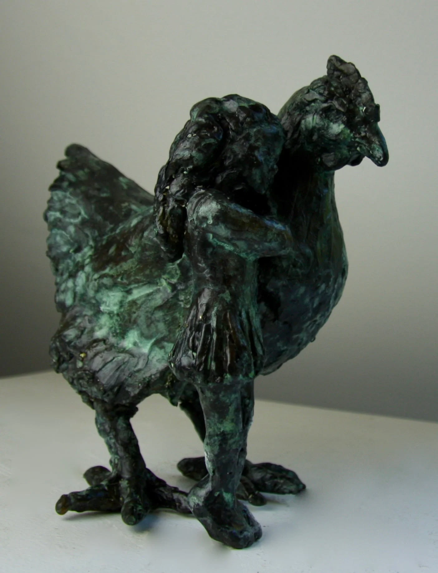 bronze, sculpture, chicken